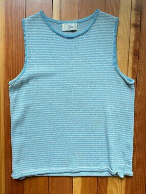 Dia Wool Knit Tank - Blue and Cream Stripes - Size M